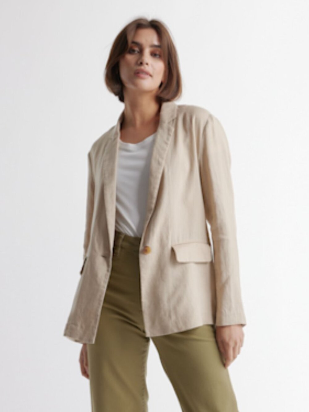 Quince 100 % Linen Blazer, Beige